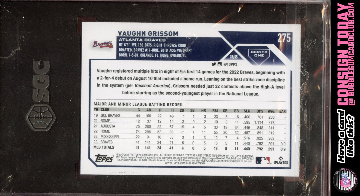 2023 Topps Vaughn Grissom Rookie Atlanta Braves SGC 9