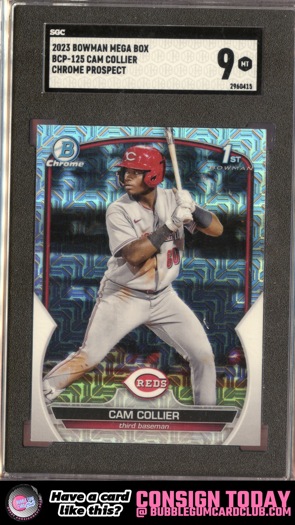 2023 Bowman Cam Collier Chrome Mojo Refractors Cincinnati Reds SGC 9