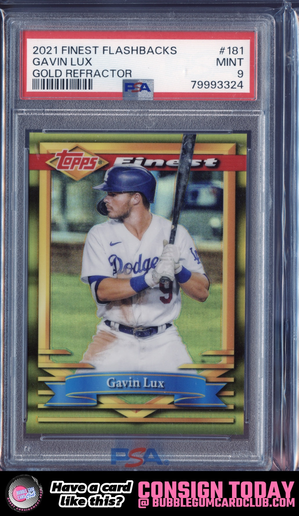 2021 Topps Finest Flashbacks Gavin Lux Gold Refractor /50 Dodgers