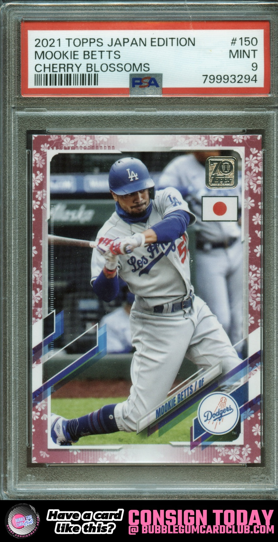 2021 Topps Japan Mookie Betts Cherry Blossoms /99 Los Angeles Dodgers PSA 9