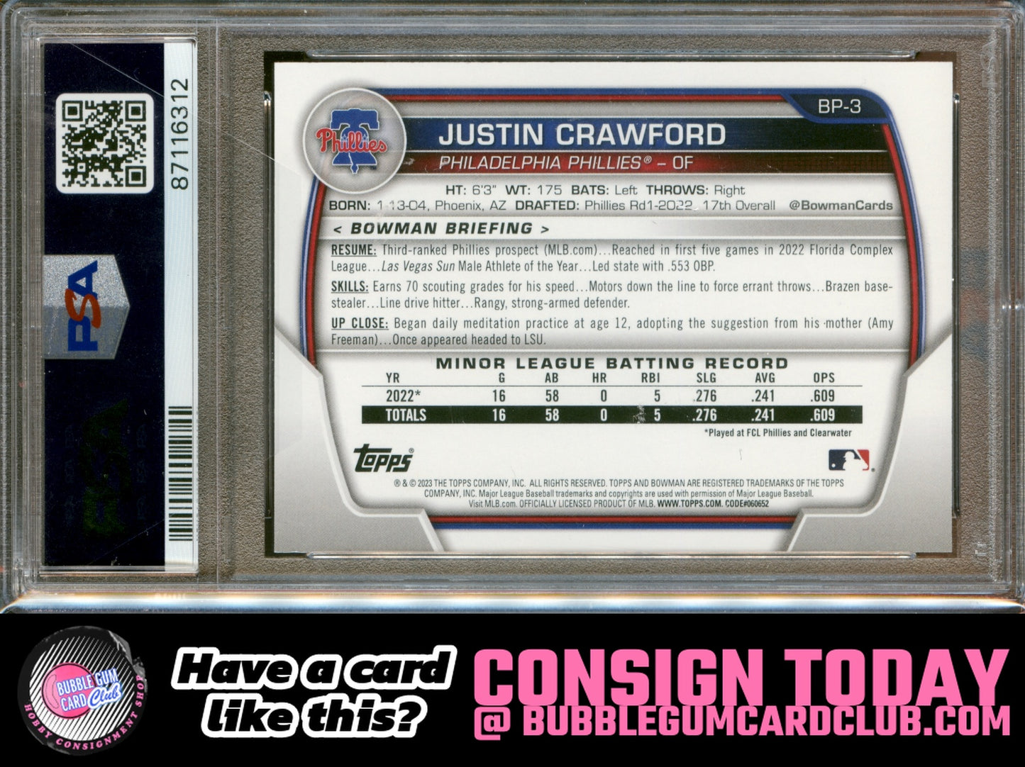 2023 Bowman Justin Crawford Black Pattern #/15 Philadelphia Phillies