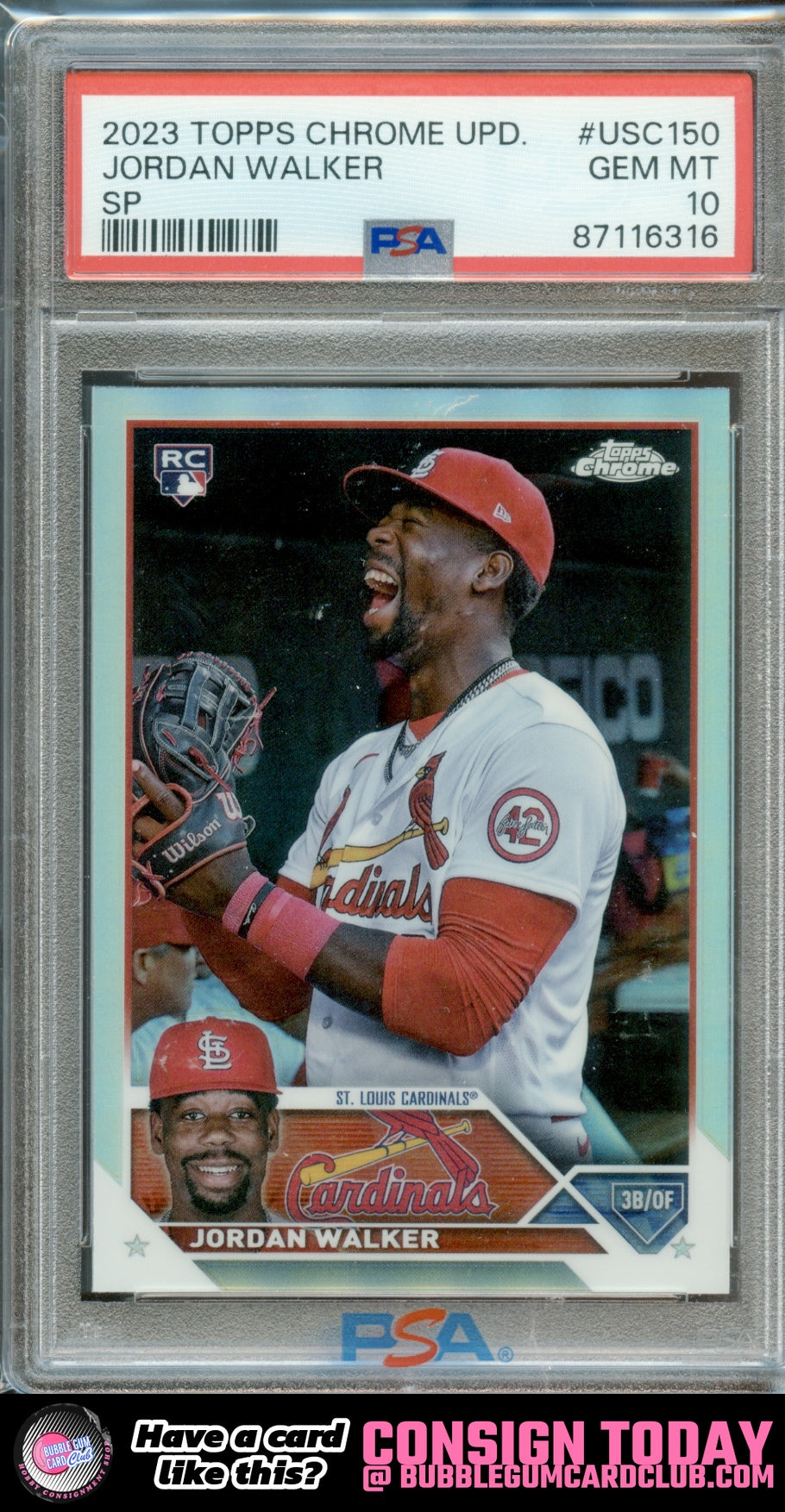 2023 Topps Chrome Update Jordan Walker Sp St. Louis Cardinals PSA 10