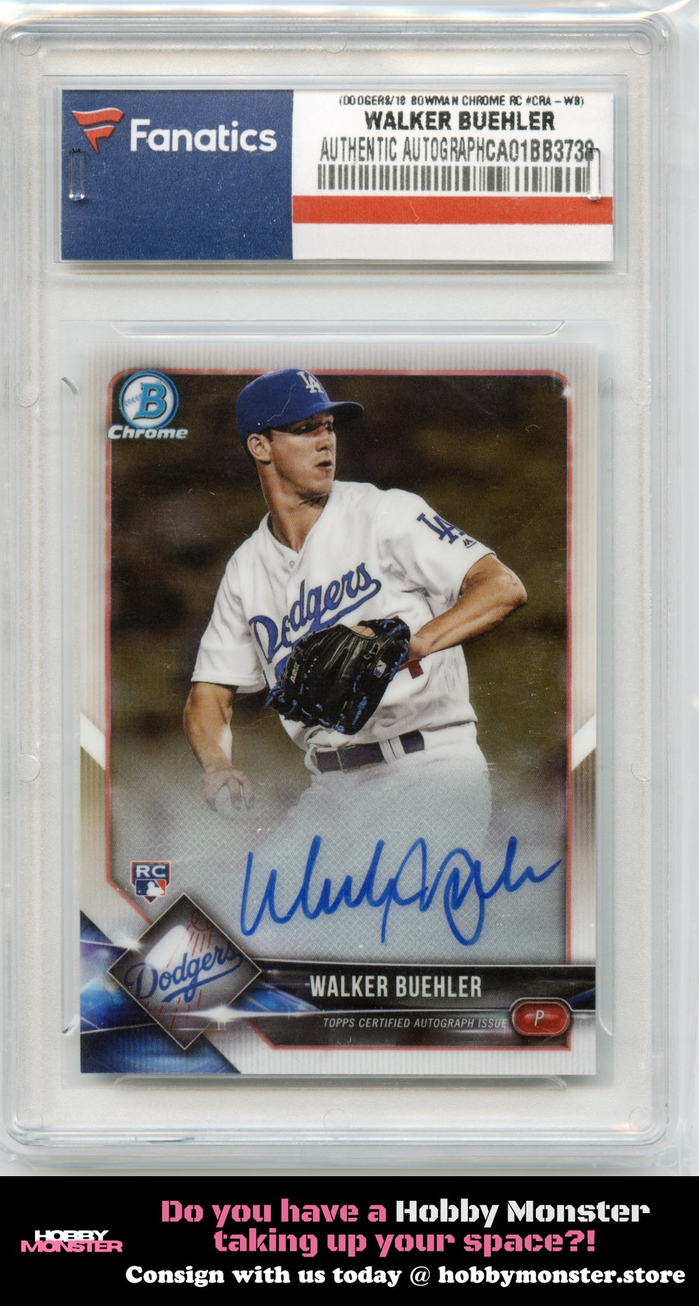 2018 Bowman Walker Buehler Chrome Rookie Auto Dodgers Fanatics Authentic