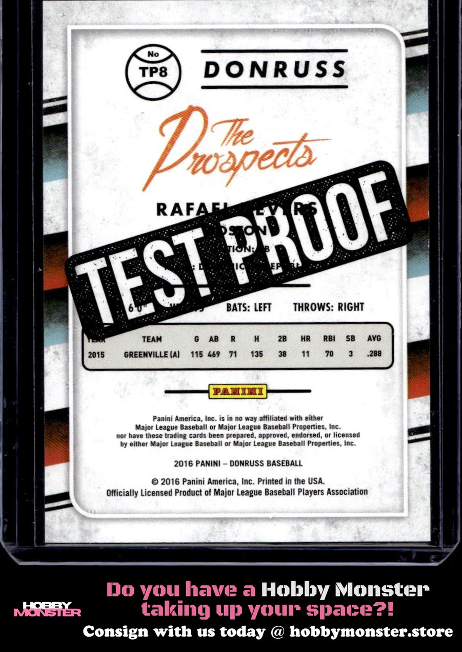2016 Donruss Rafael Devers The Prospects Test Proof Black #/25 Boston Red Sox