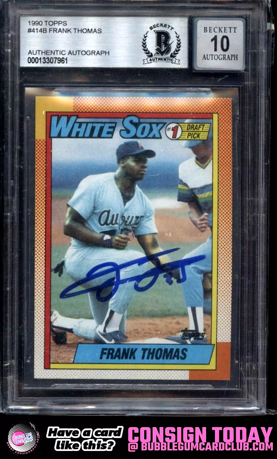 1990 Topps Frank Thomas Rookie Auto Chicago White Sox BGS Authentic 10