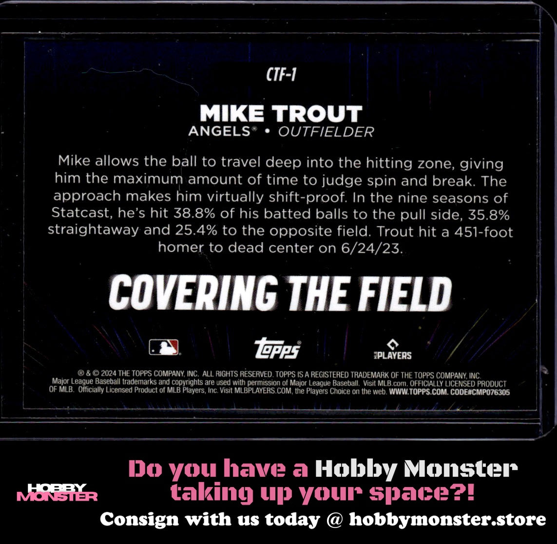 2024 Topps Mike Trout Covering the Field Los Angeles Angels