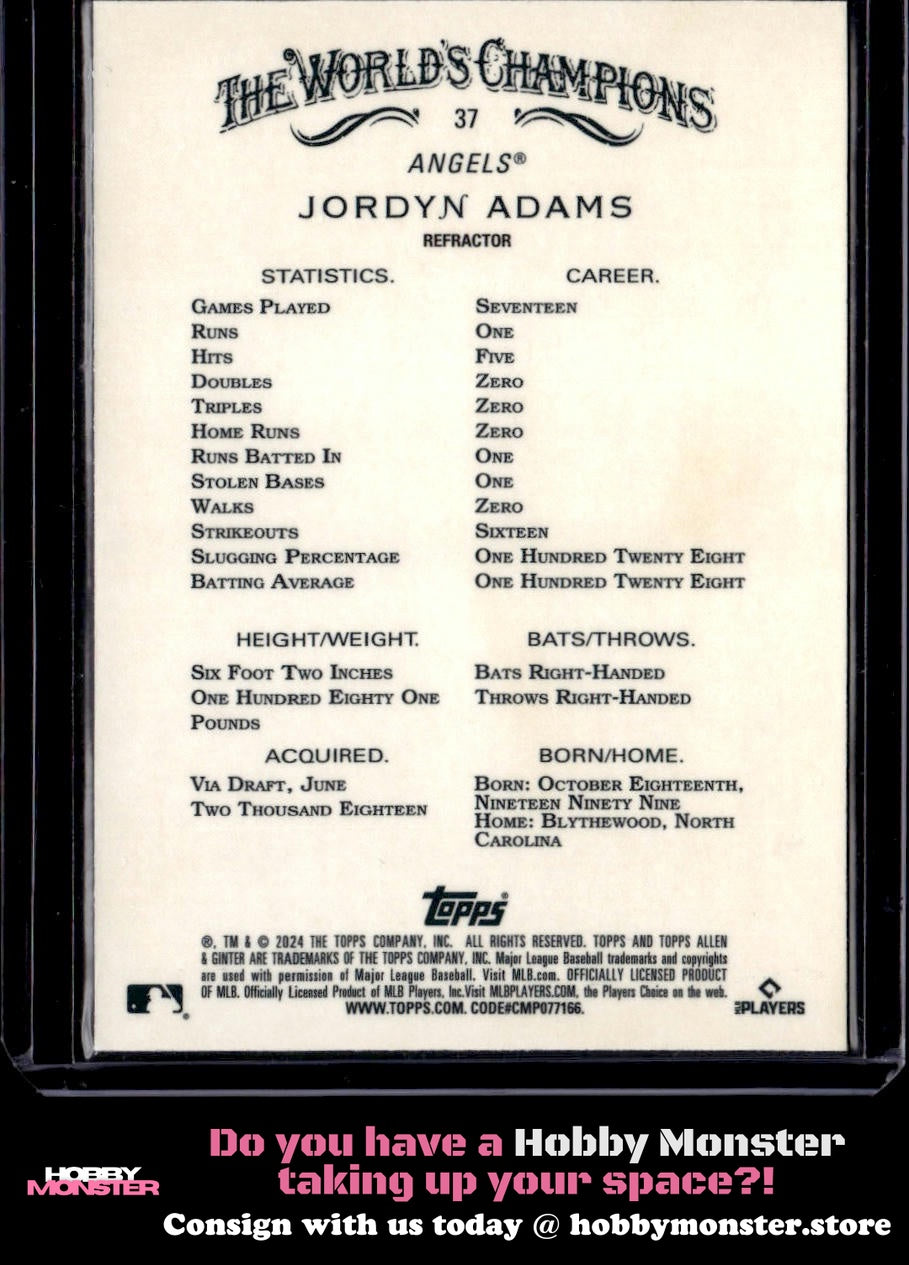 2024 Topps Allen & Ginter Jordyn Adams Chrome Refractors Rookie Angels