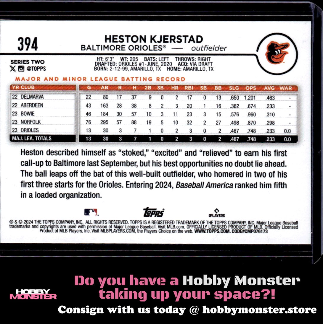 2024 Topps Heston Kjerstad Rookie Baltimore Orioles