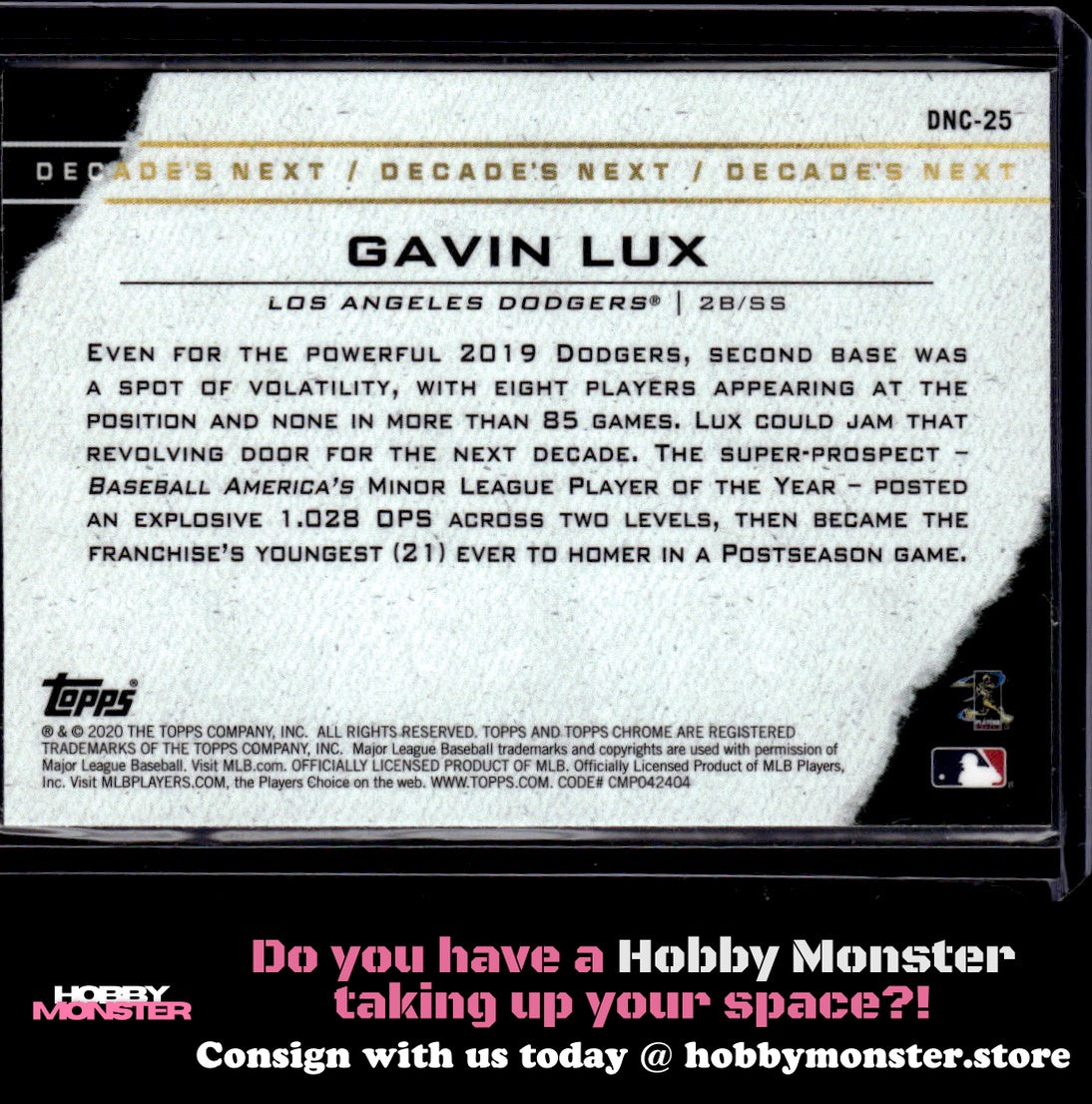 2020 Topps Chrome Update Gavin Lux Decade's Next Los Angeles Dodgers