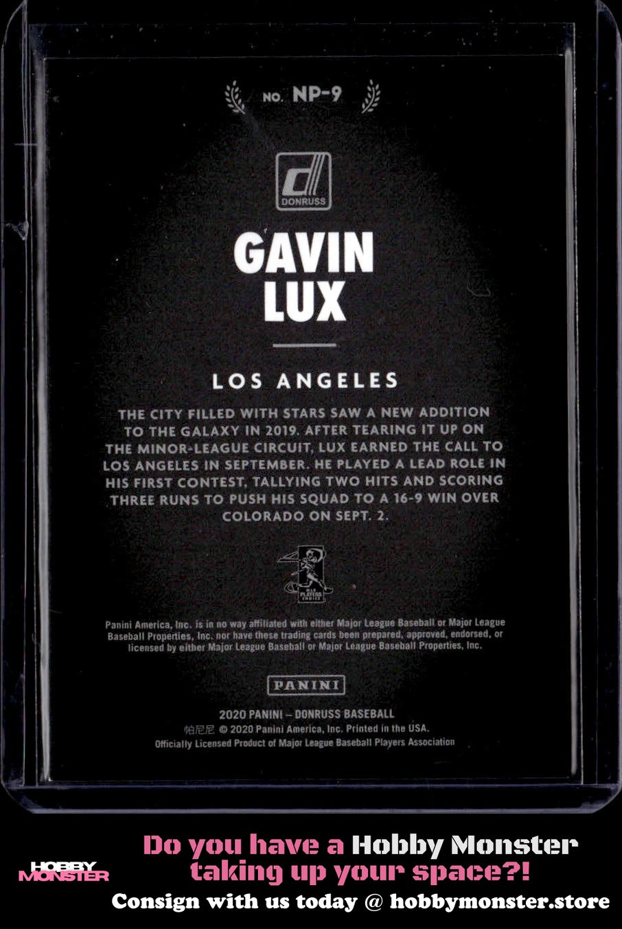 2020 Donruss Gavin Lux Now Playing #/999 Los Angeles Dodgers