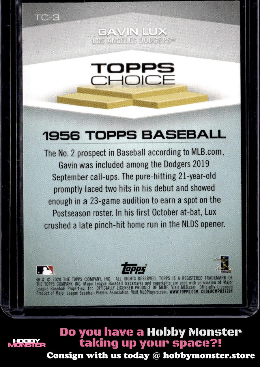 2020 Topps Gavin Lux Topps Choice Blue Los Angeles Dodgers