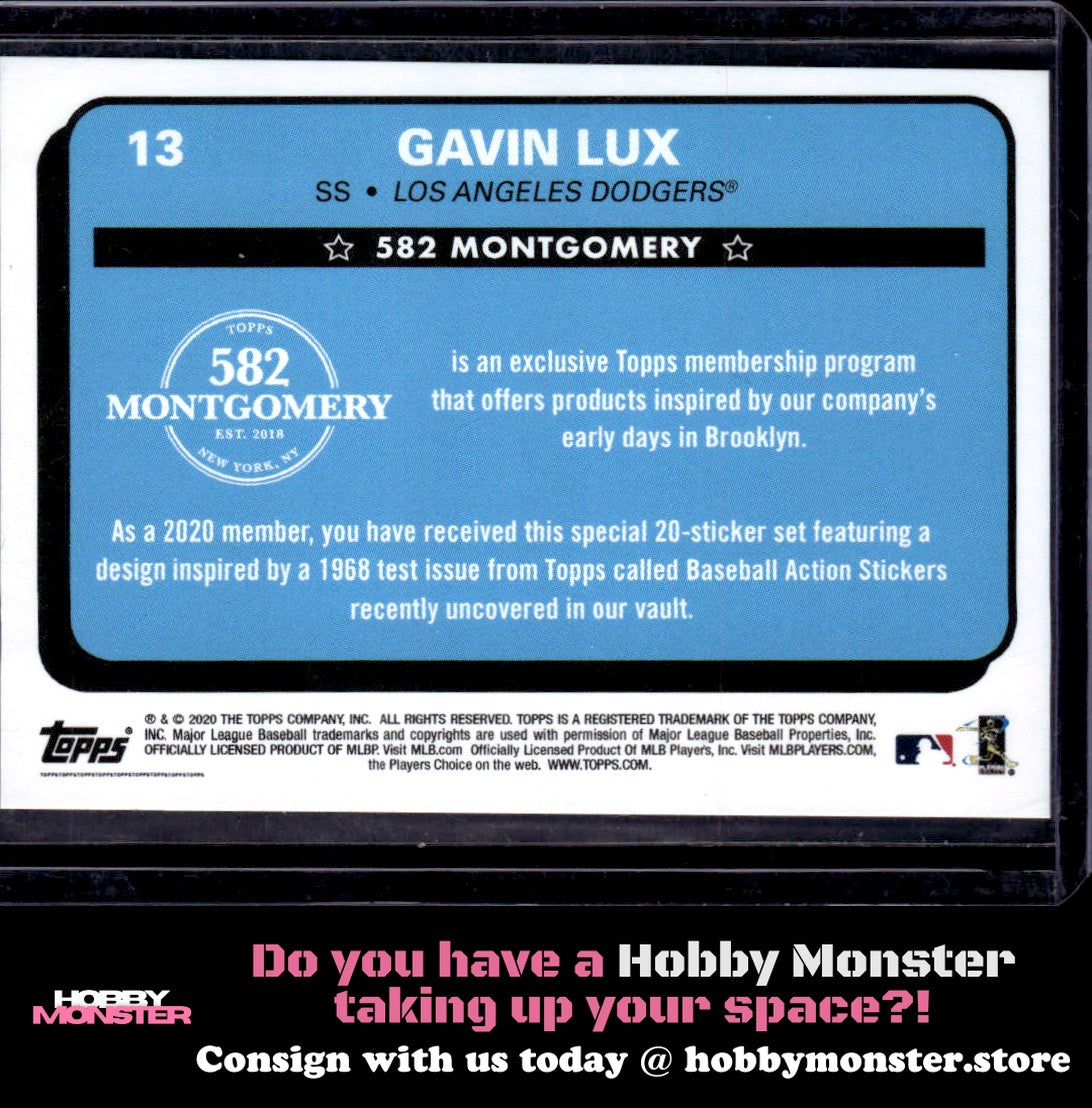 2019-20 Topps 582 Montgomery Club Set 2 Gavin Lux Los Angeles Dodgers