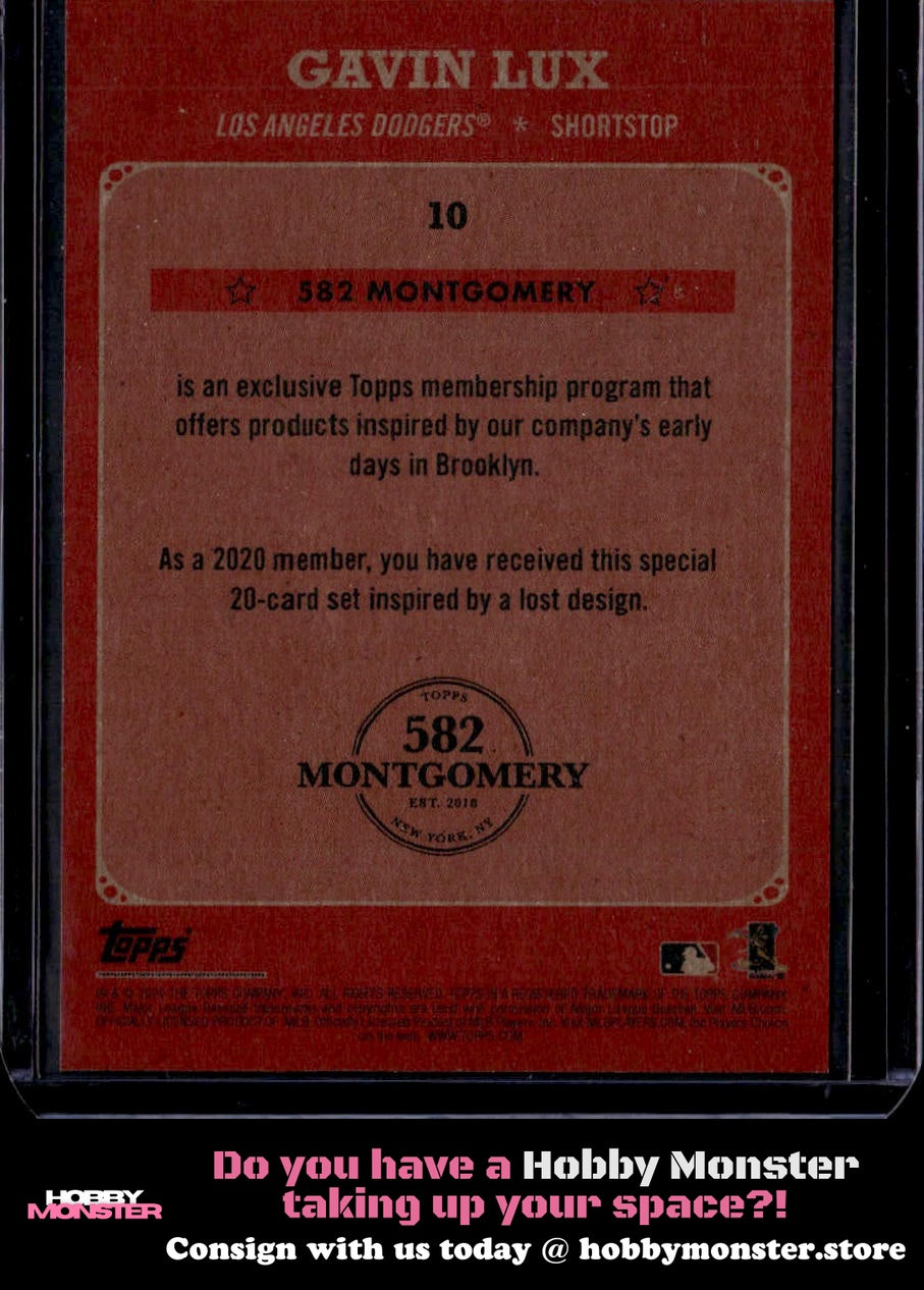 2019-20 Topps 582 Montgomery Club Set 5 Gavin Lux Los Angeles Dodgers
