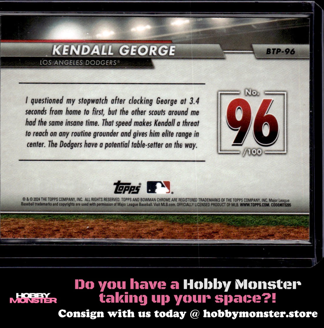 2024 Bowman Kendall George Bowman Scouts' Top 100 Los Angeles Dodgers