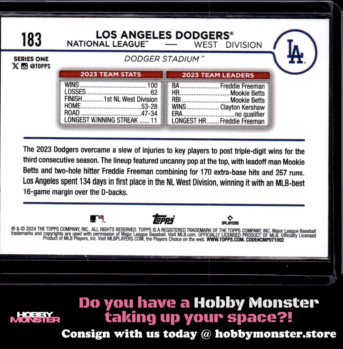 2024 Topps Los Angeles Dodgers Royal Blue Team
