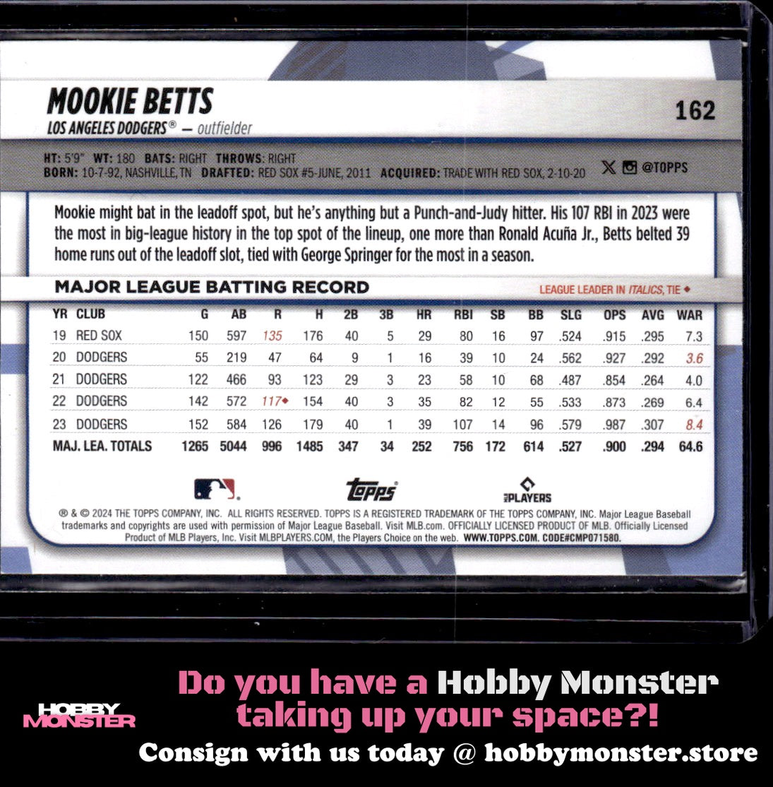 2024 Topps Big League Mookie Betts Electric Orange Los Angeles Dodgers