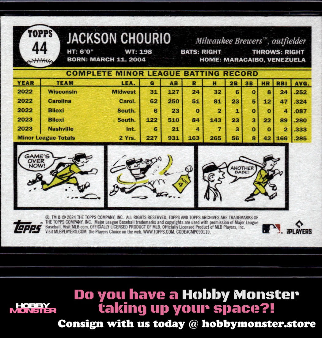 2024 Topps Archives Jackson Chourio Rookie Milwaukee Brewers