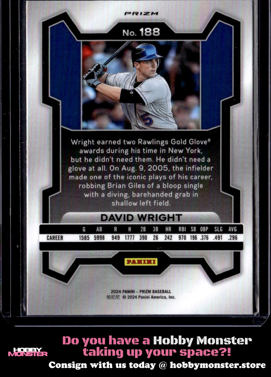 2024 Panini Prizm David Wright Silver Prizm New York Mets