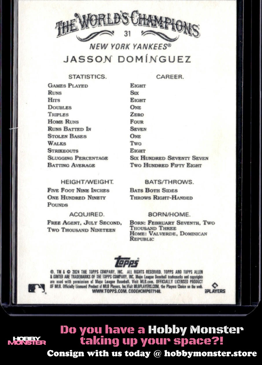 2024 Topps Allen & Ginter Jasson Domínguez Rookie New York Yankees