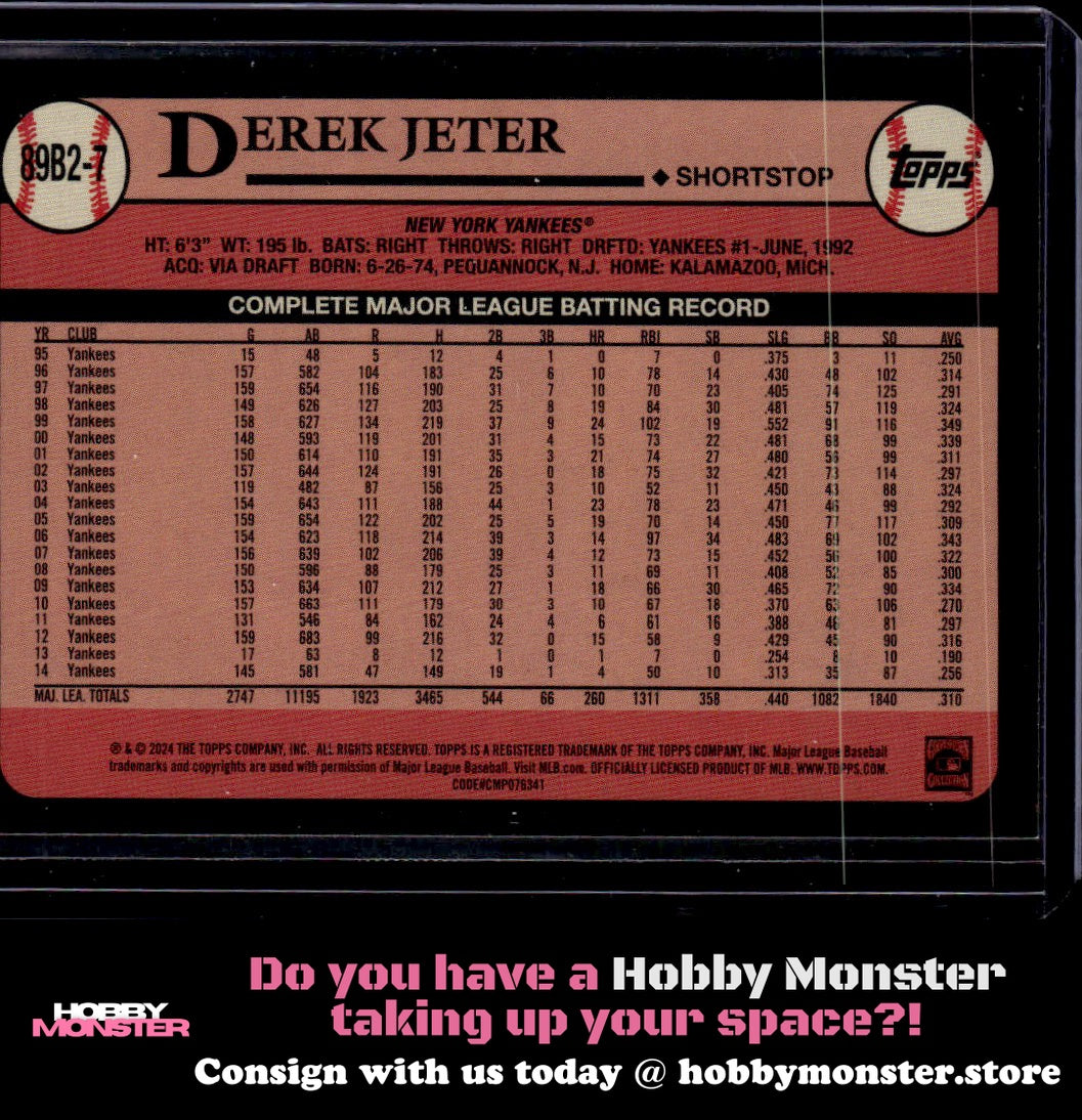 2024 Topps Derek Jeter 1989 New York Yankees