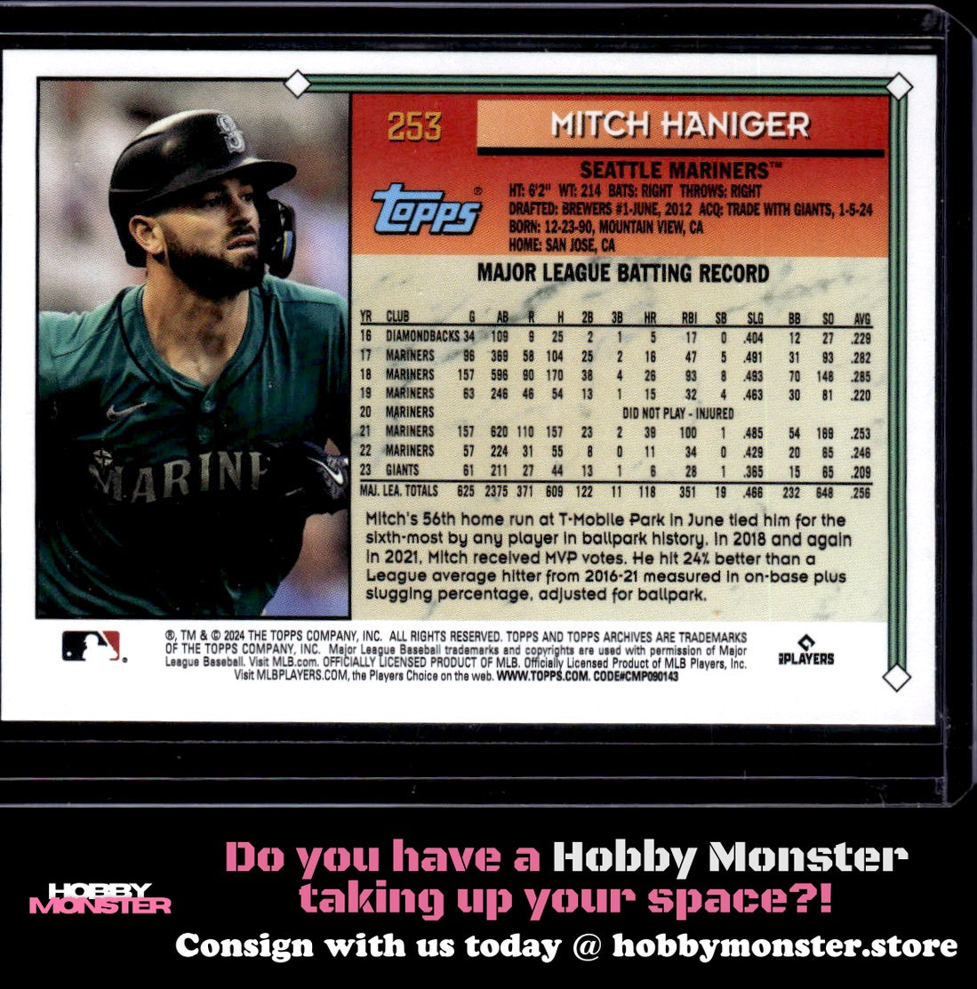 2024 Topps Archives Mitch Haniger Black Foilboard Seattle Mariners