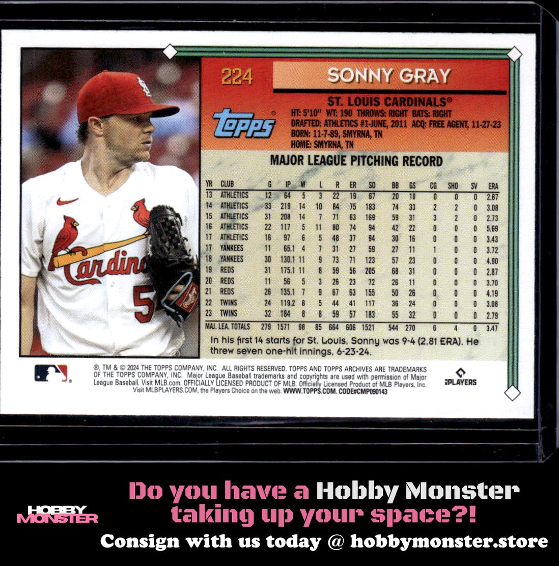 2024 Topps Archives Sonny Gray Archives Foilboard St. Louis Cardinals