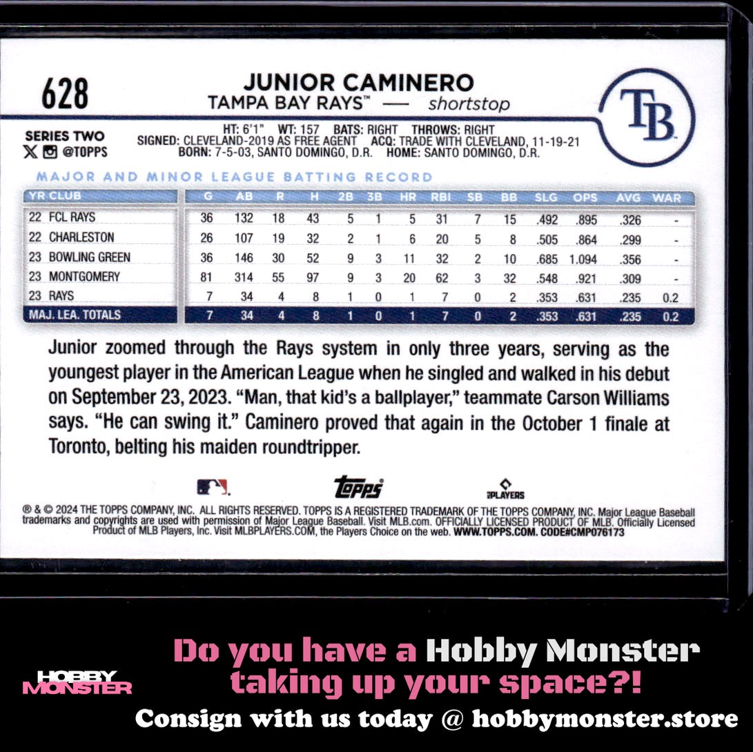 2024 Topps Junior Caminero Rookie Tampa Bay Rays