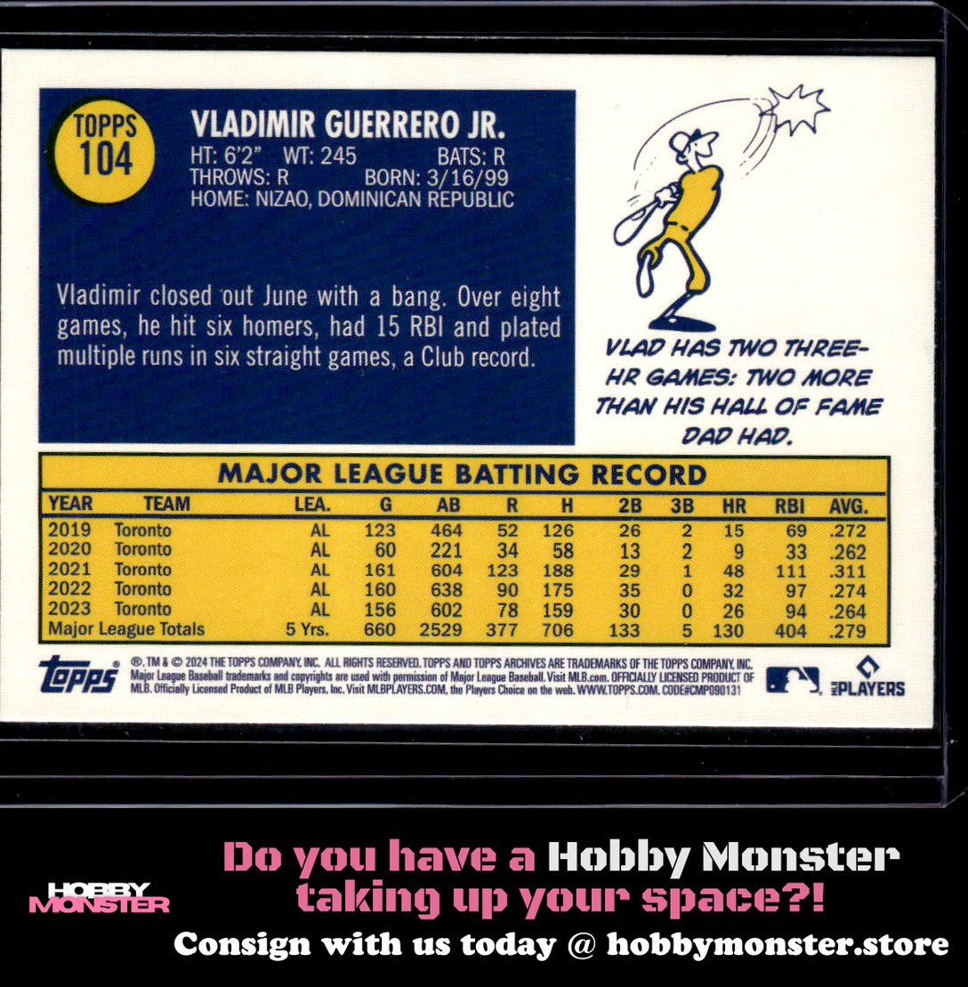 2024 Topps Archives Vladimir Guerrero Jr. Black Foilboard Toronto Blue Jays