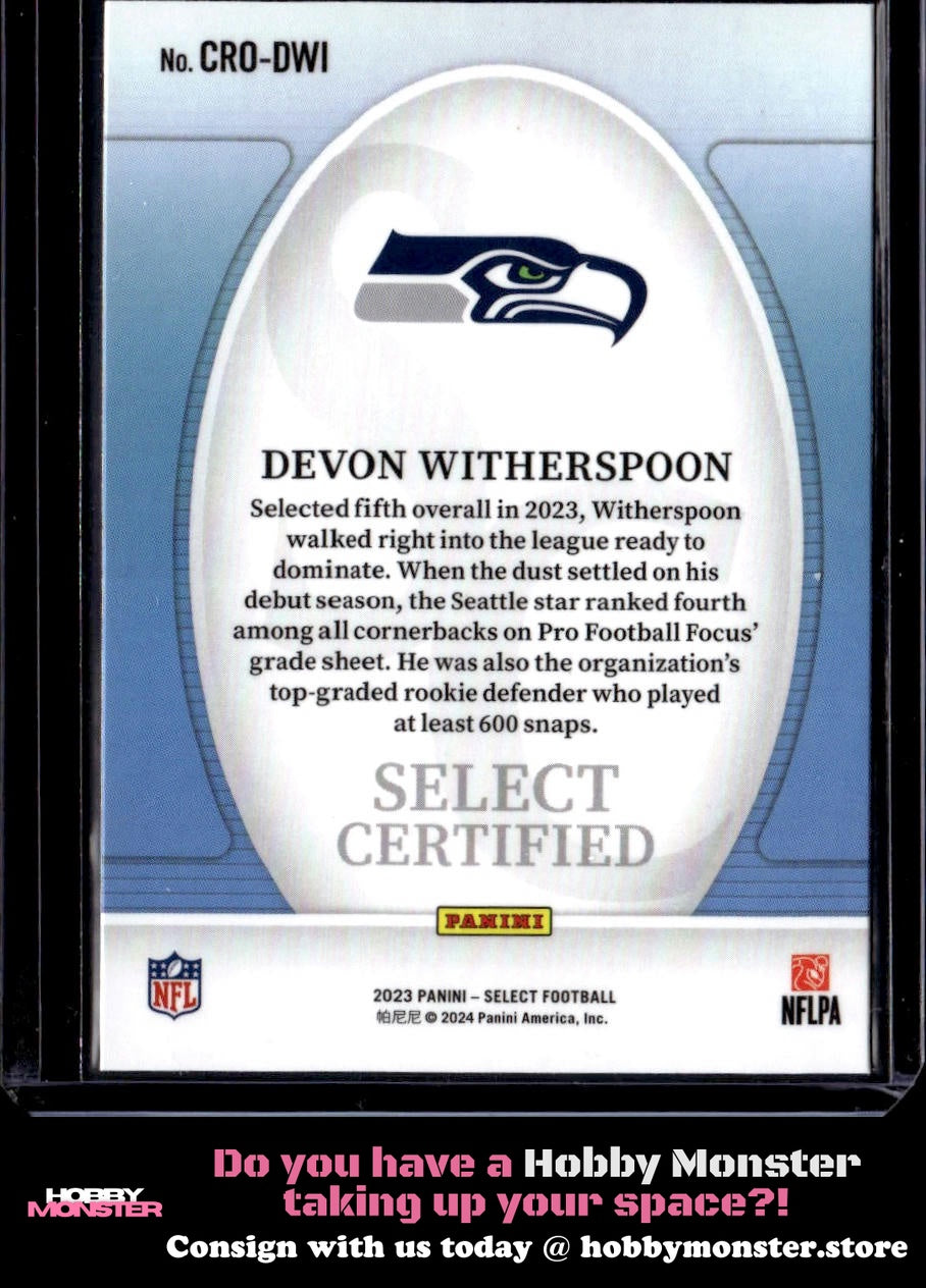 2023 Panini Select Devon Witherspoon Select Certified Rookies Seattle Seahawks