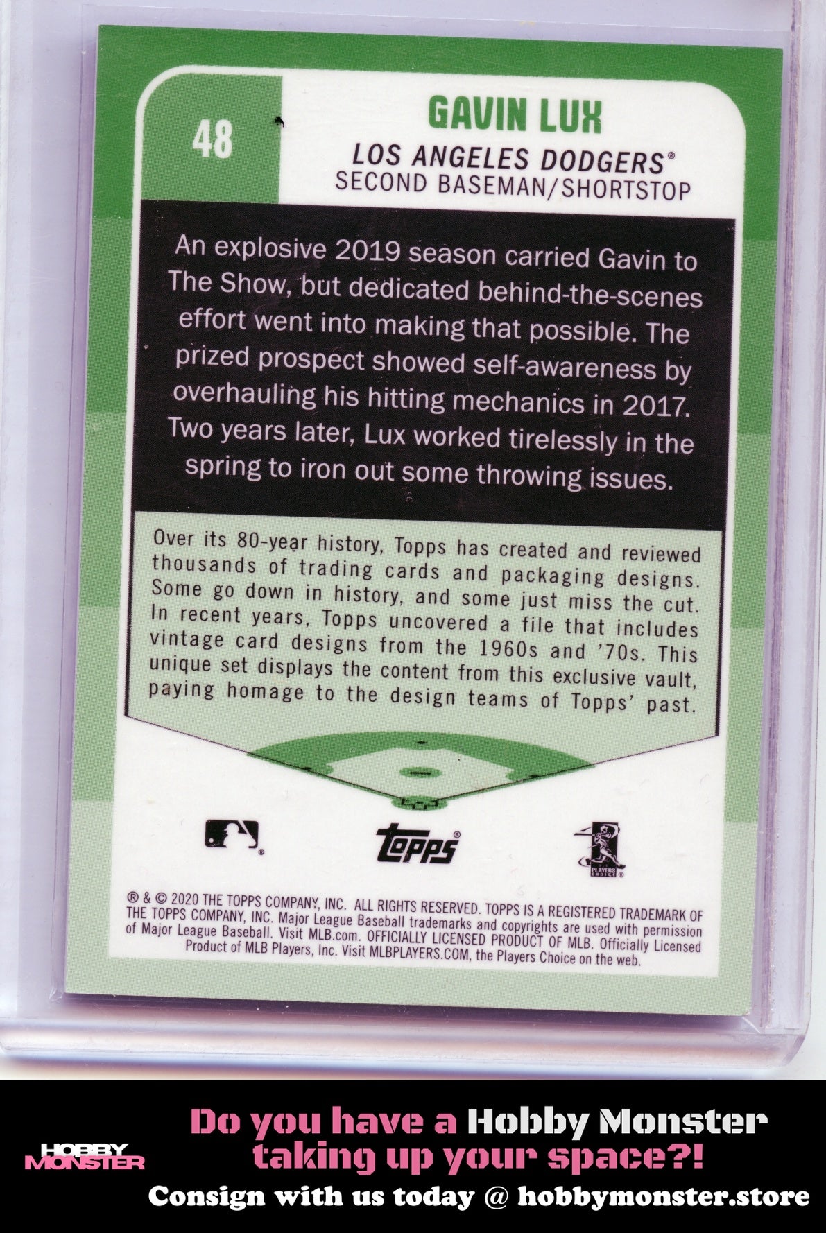 2020 Topps Brooklyn Collection Gavin Lux Purple Rookie #/15 Los Angeles Dodgers