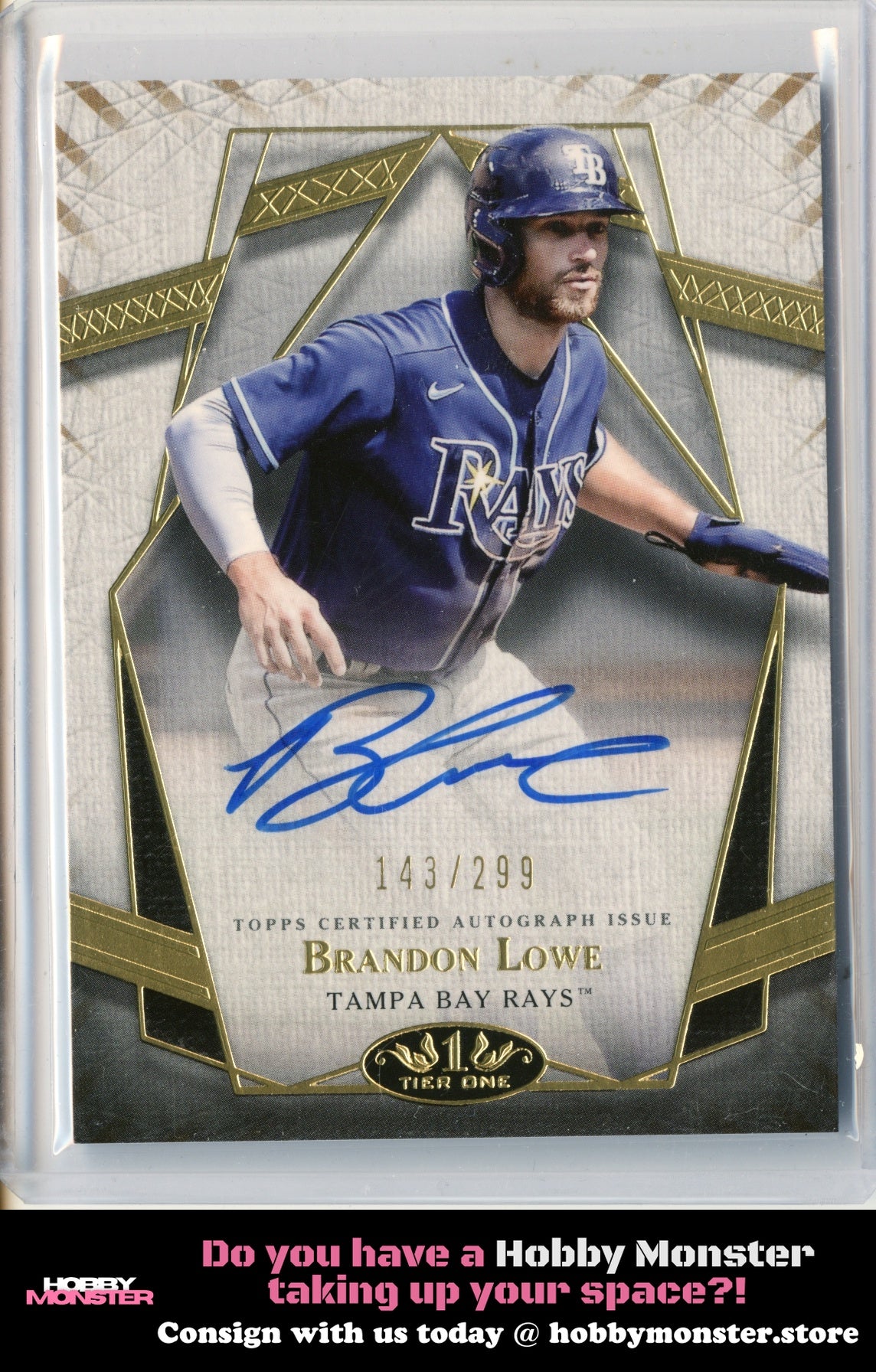 2022 Topps Tier One Brandon Lowe Auto #/299 Tampa Bay Rays
