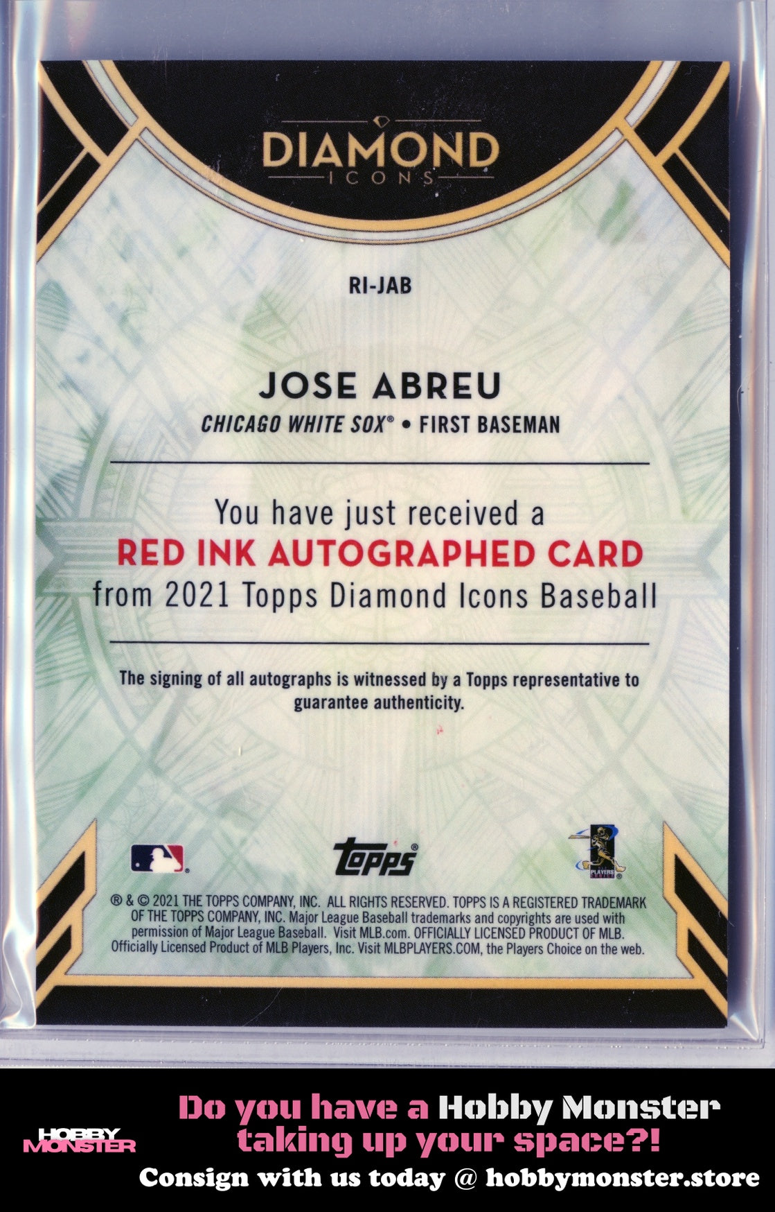2021 Topps Diamond Icons Jose Abreu Red Ink Auto #/5 White Sox