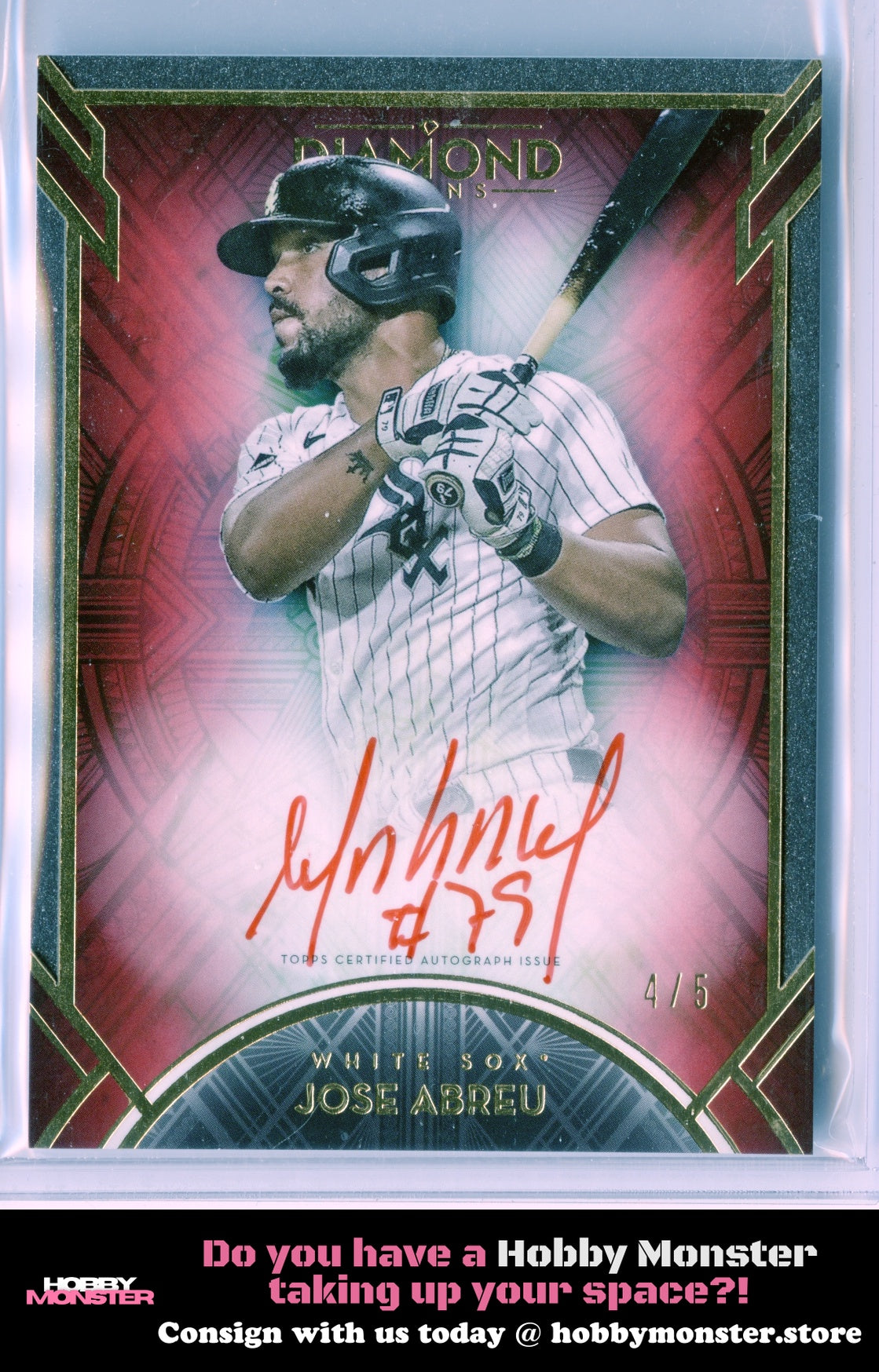 2021 Topps Diamond Icons Jose Abreu Red Ink Auto #/5 White Sox