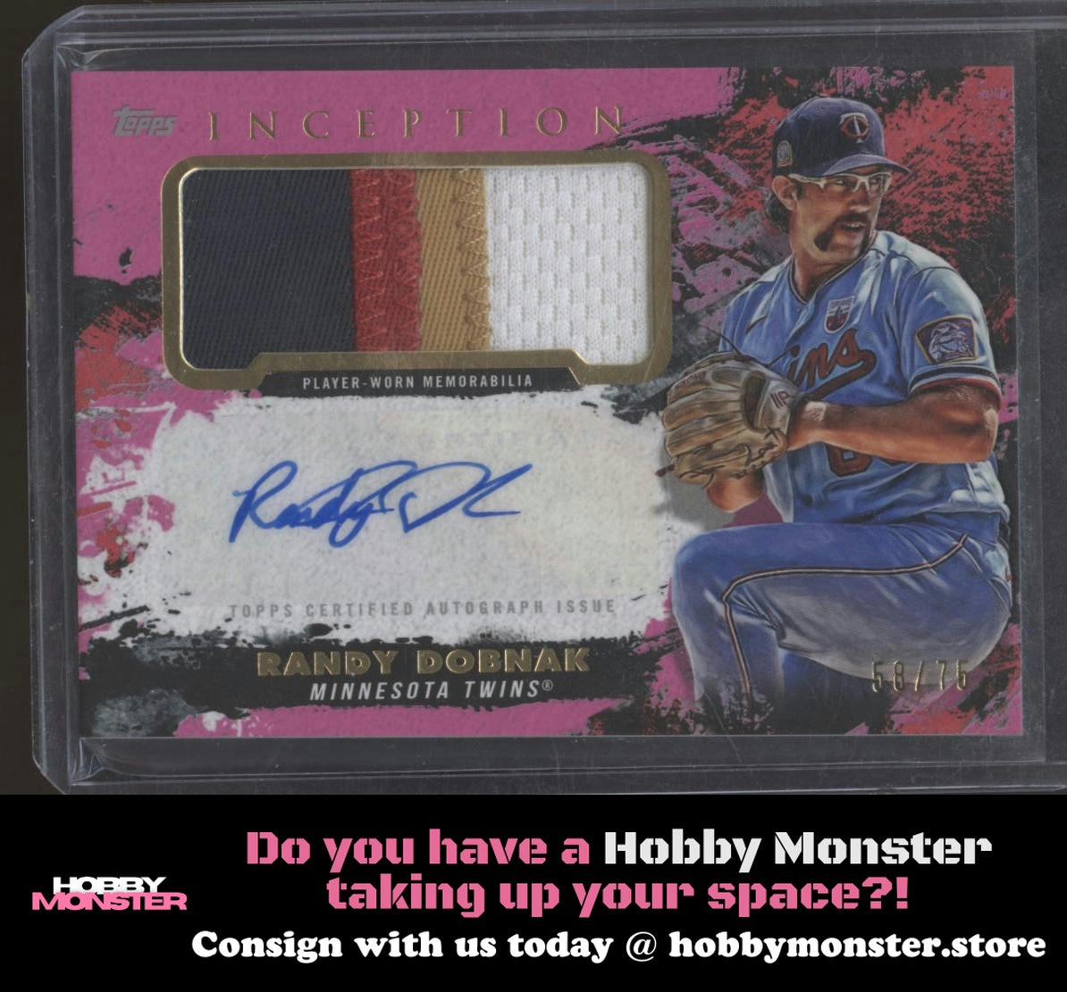 2021 Topps Inception Randy Dobnak Patch Magenta Auto #/75 Minnesota Twins