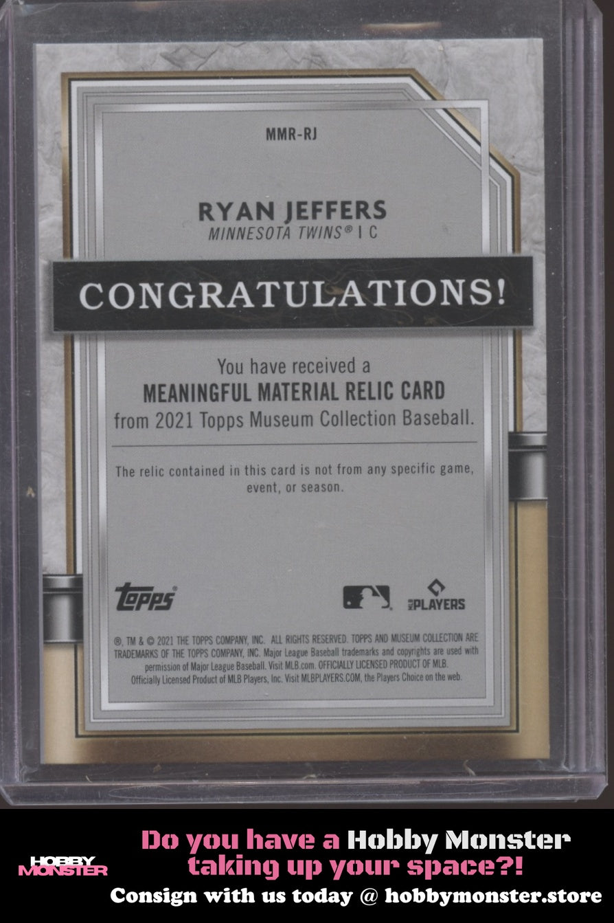 2021 Topps Museum Collection Ryan Jeffers Relic Copper #/35 Twins