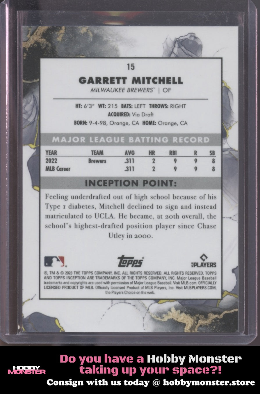 2023 Topps Inception Garrett Mitchell Magenta #/99 Milwaukee Brewers
