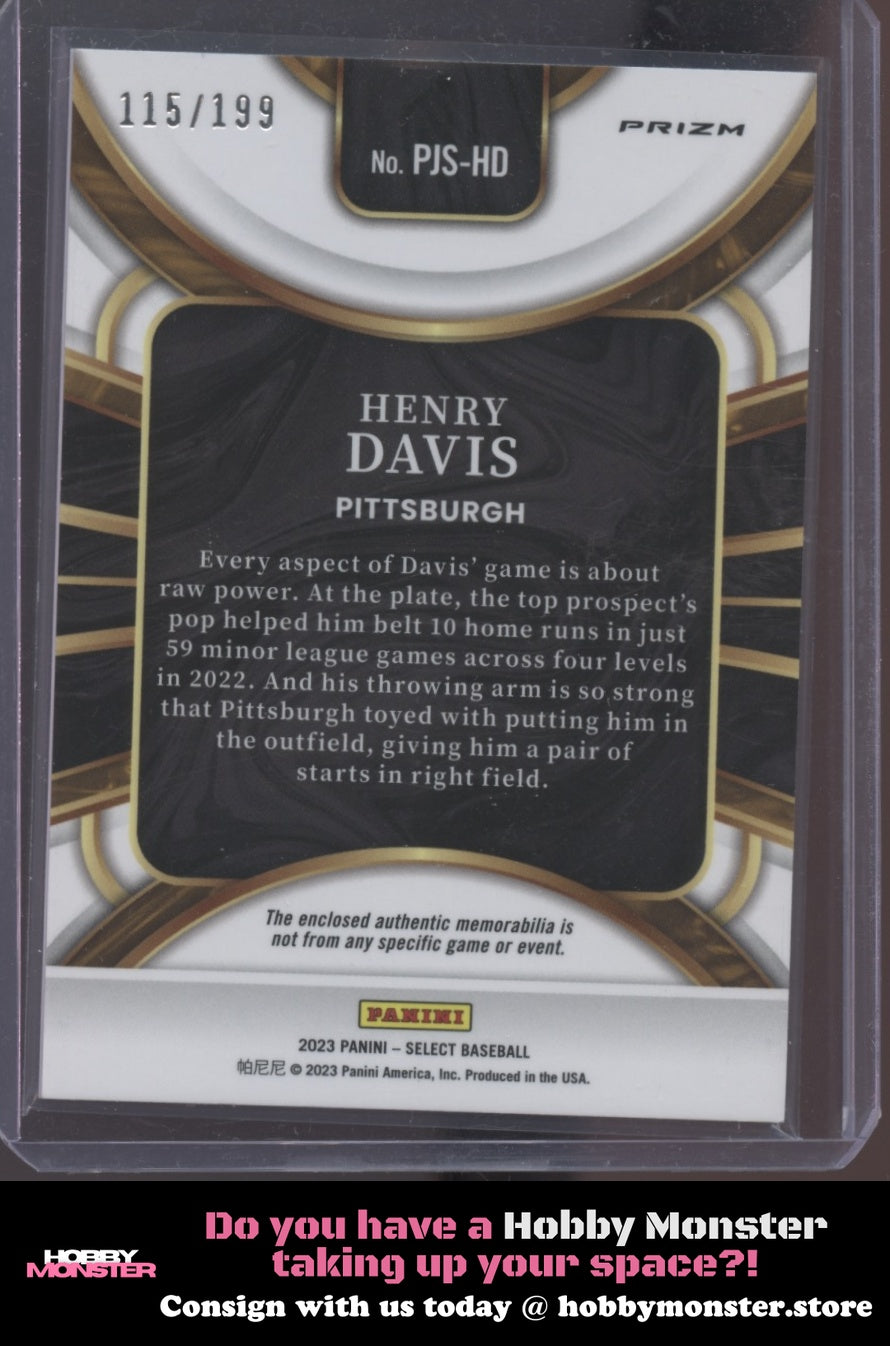 2023 Panini Select Henry Davis Rookie Silver Prizm Relic #/199 Pirates