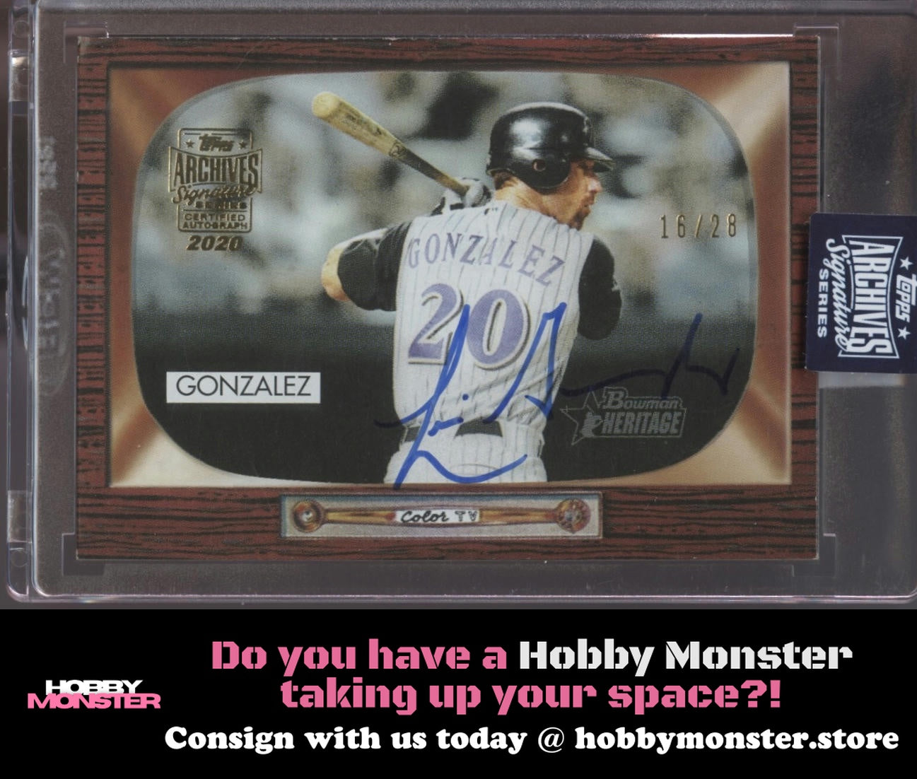 2020 Topps Archives Signature Luis Gonzalez Auto #/28 Diamondbacks
