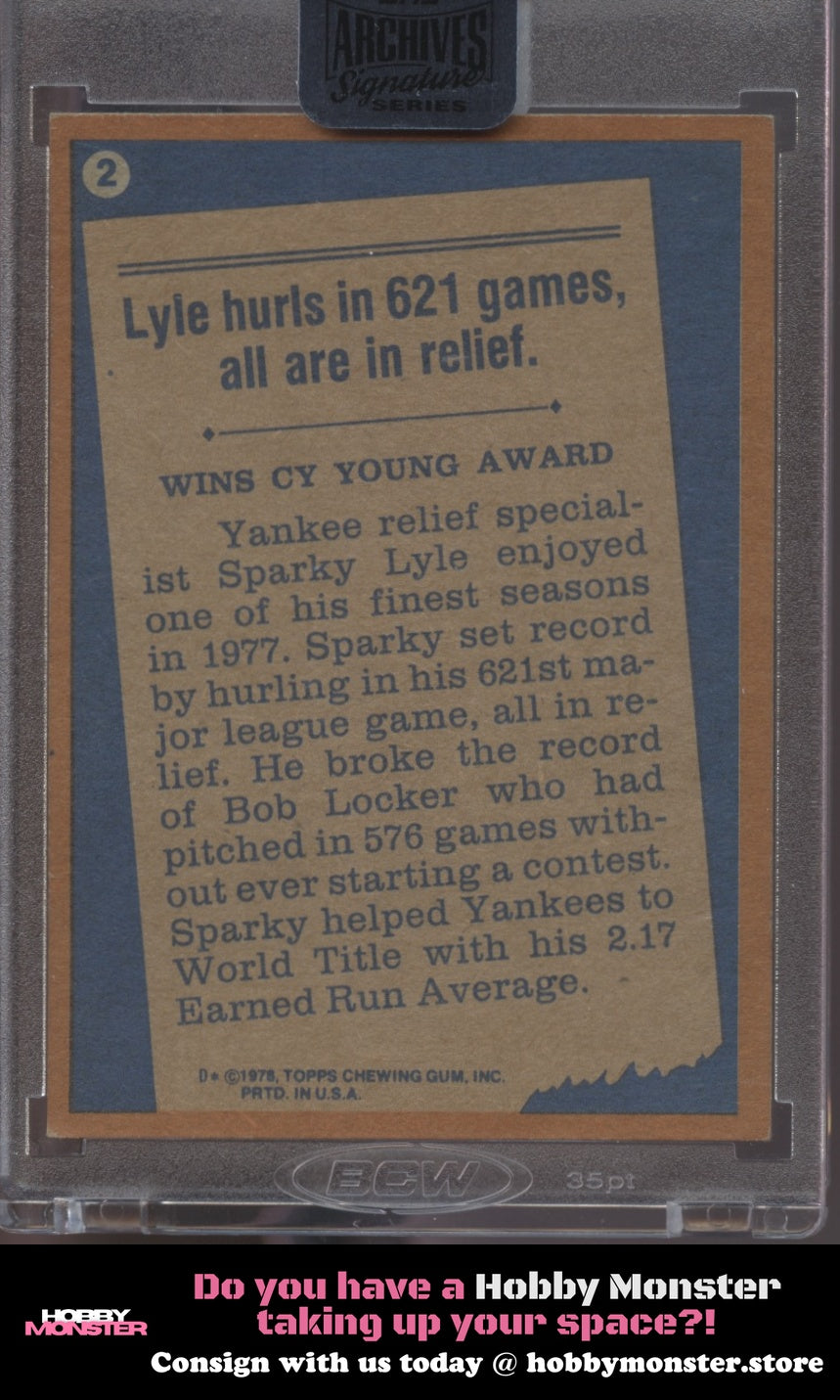 2018 Topps Archives Signature Sparky Lyle Auto #/88 Yankees