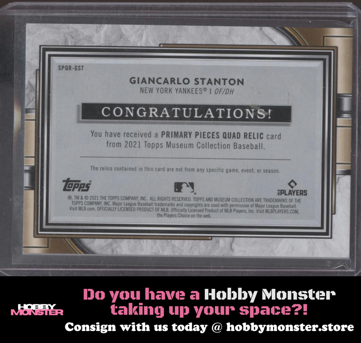 2021 Topps Museum Giancarlo Stanton Quad Relic Copper #/75 New York Yankees