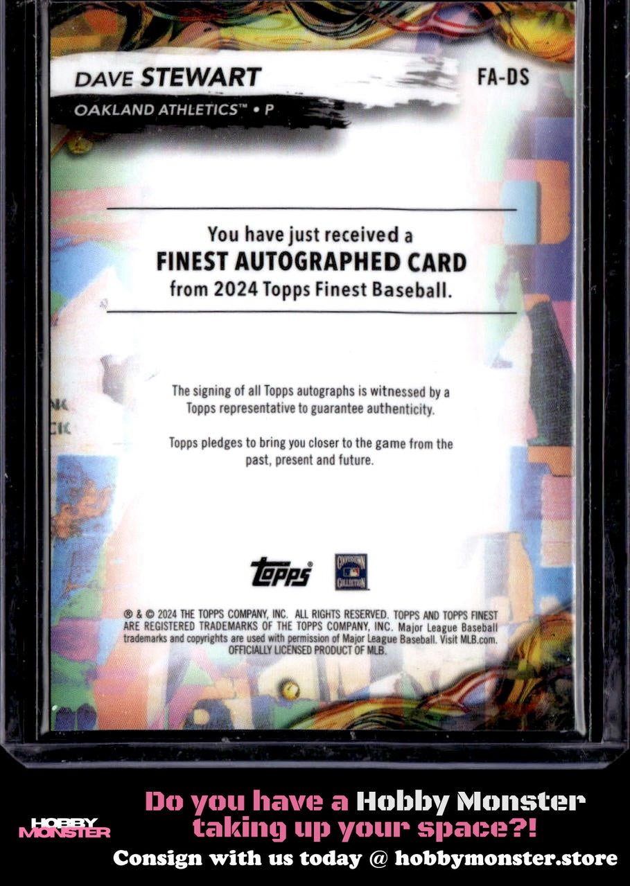 2024 Finest Dave Stewart Finest Autographs Auto Oakland Athletics