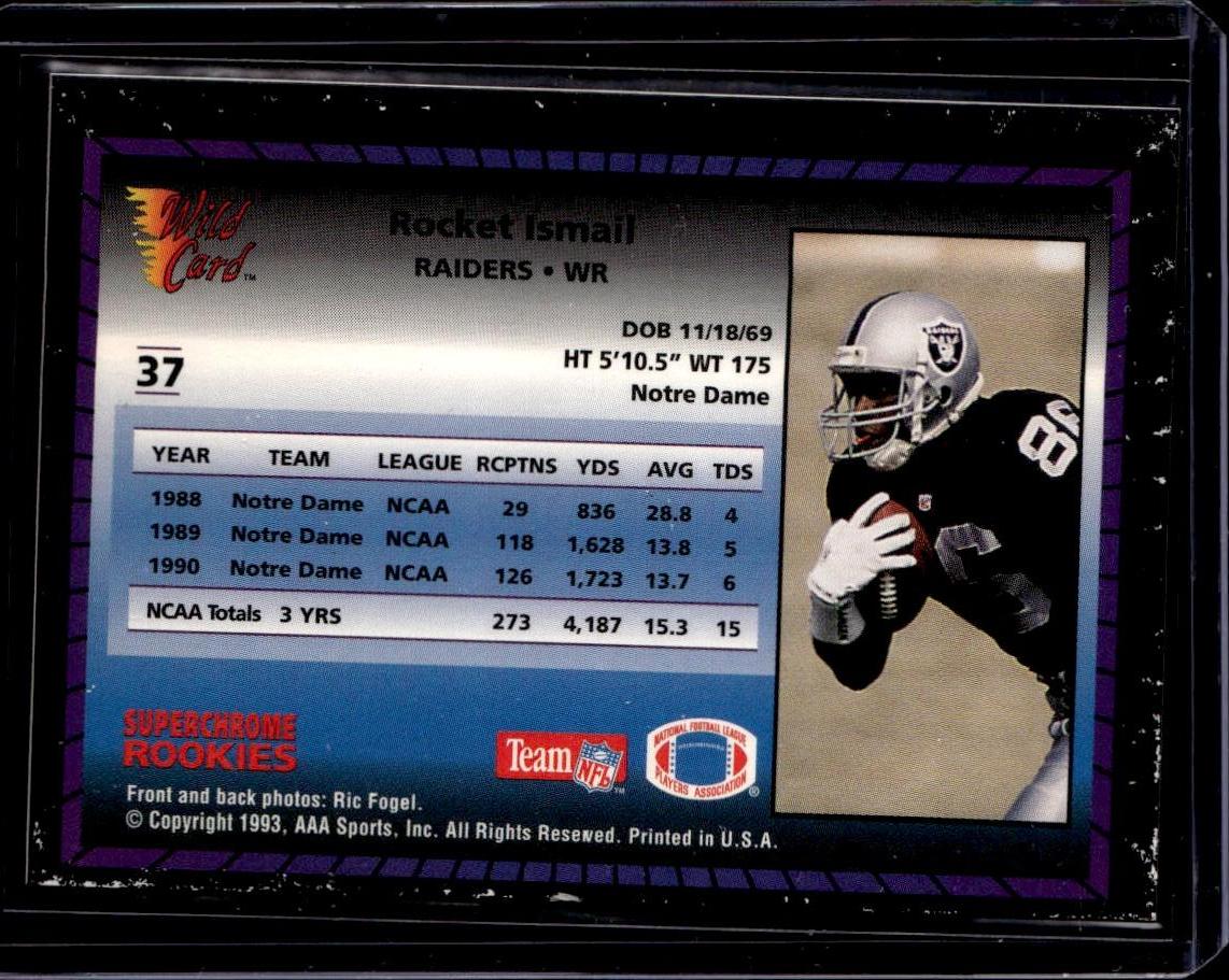 1993 Wild Card Rocket Ismail Superchrome Rookies Los Angeles Raiders