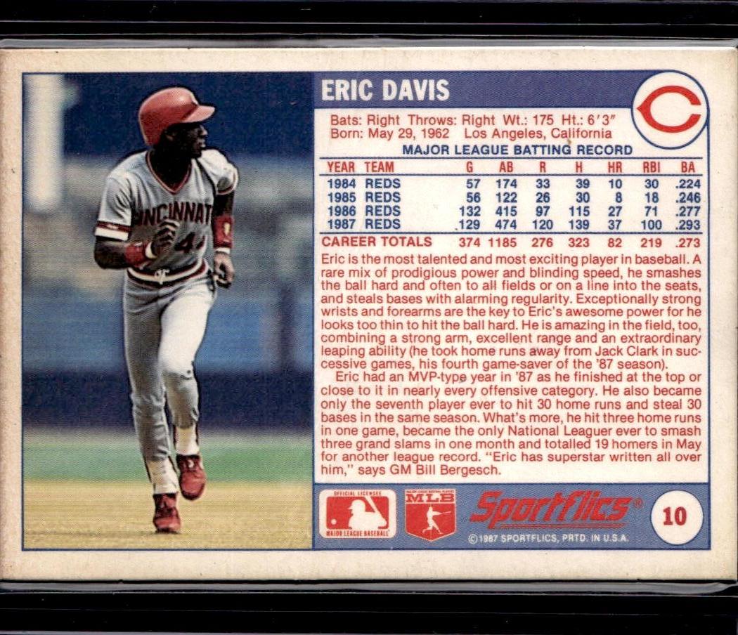 1988 Sportflics Eric Davis Cincinnati Reds