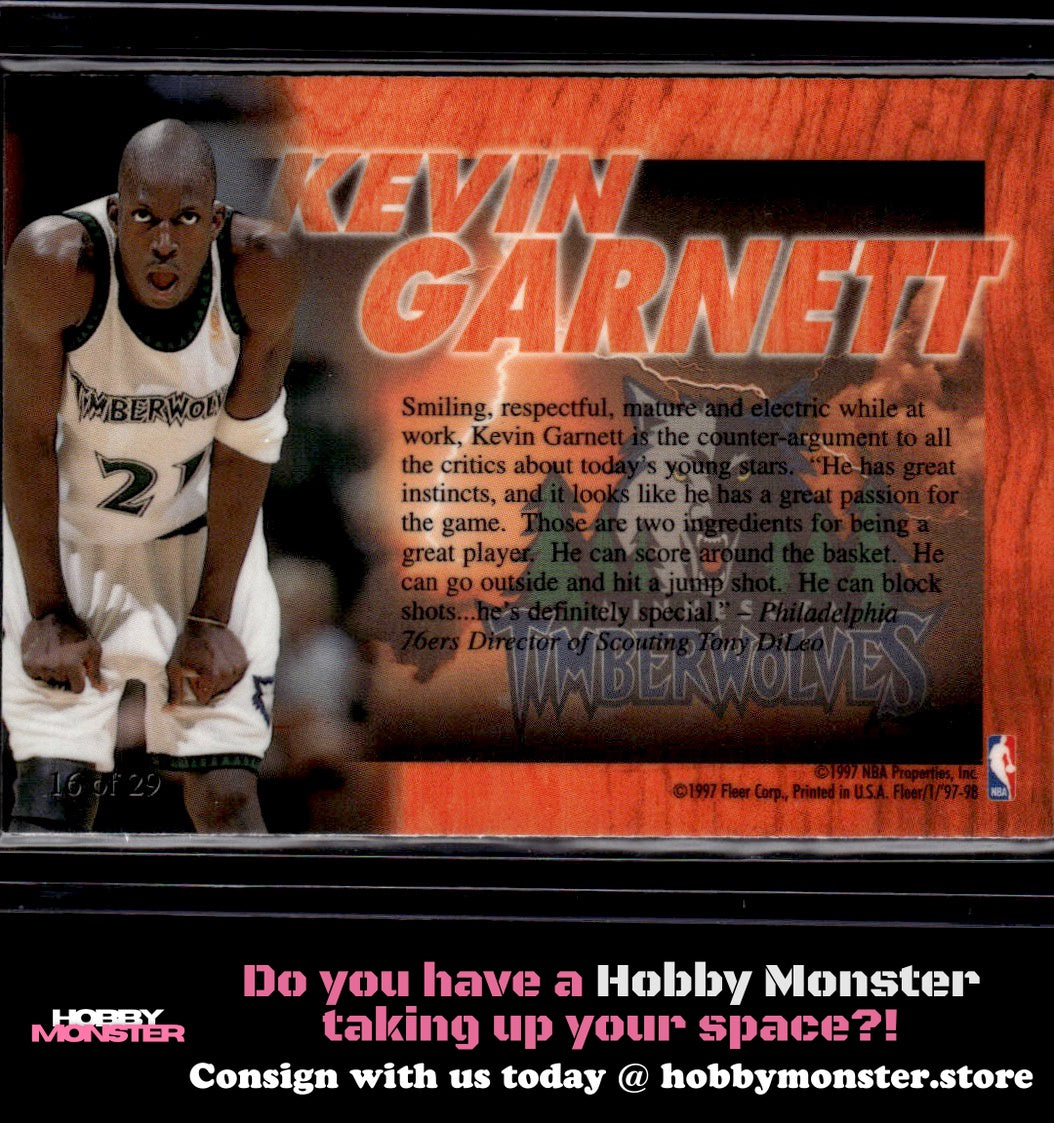 1997-98 Fleer Kevin Garnett Flair Hardwood Leaders Minnesota Timberwolves