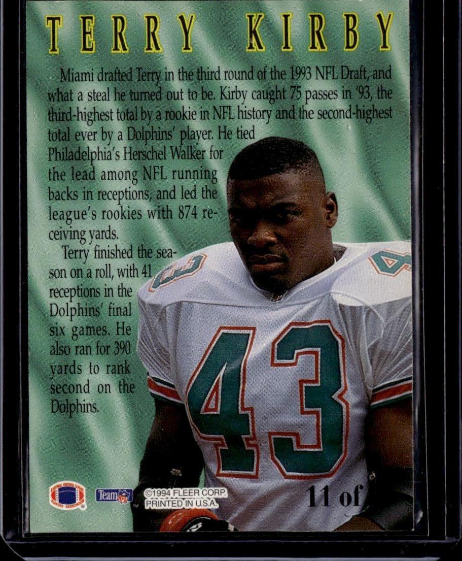 1994 Fleer Terry Kirby Rookie Sensations Miami Dolphins