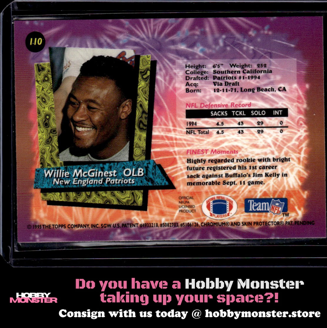 1995 Finest Willie McGinest New England Patriots