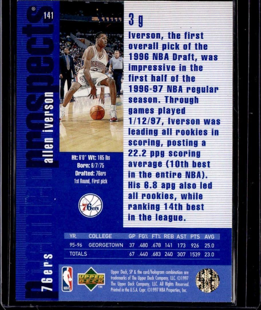 1996-97 SP Allen Iverson Rookie Philadelphia 76ers