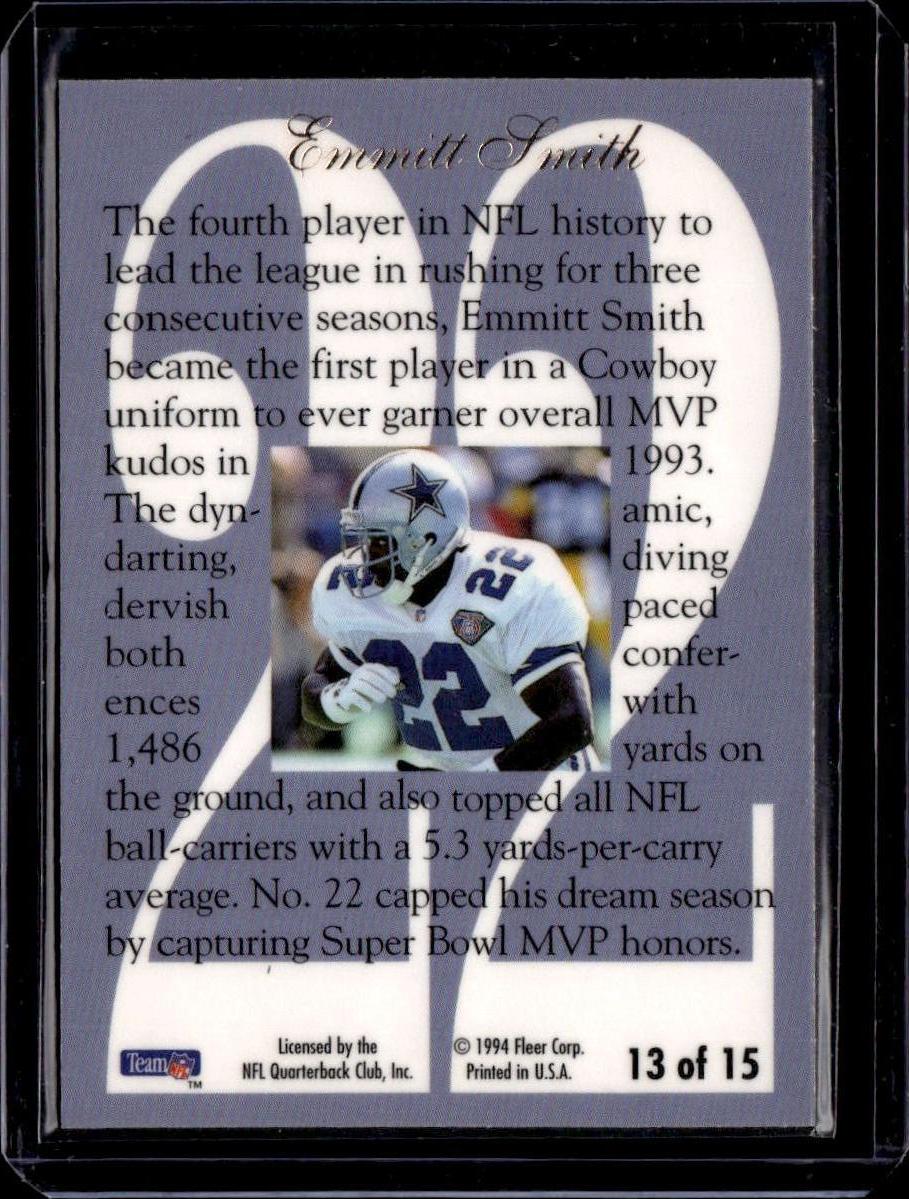 1994 Ultra Emmitt Smith Flair Hot Numbers Dallas Cowboys