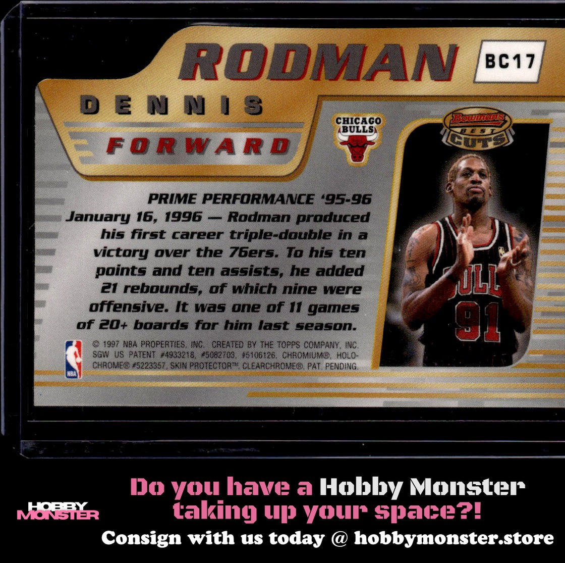 1996-97 Bowman's Best Dennis Rodman Cuts Chicago Bulls
