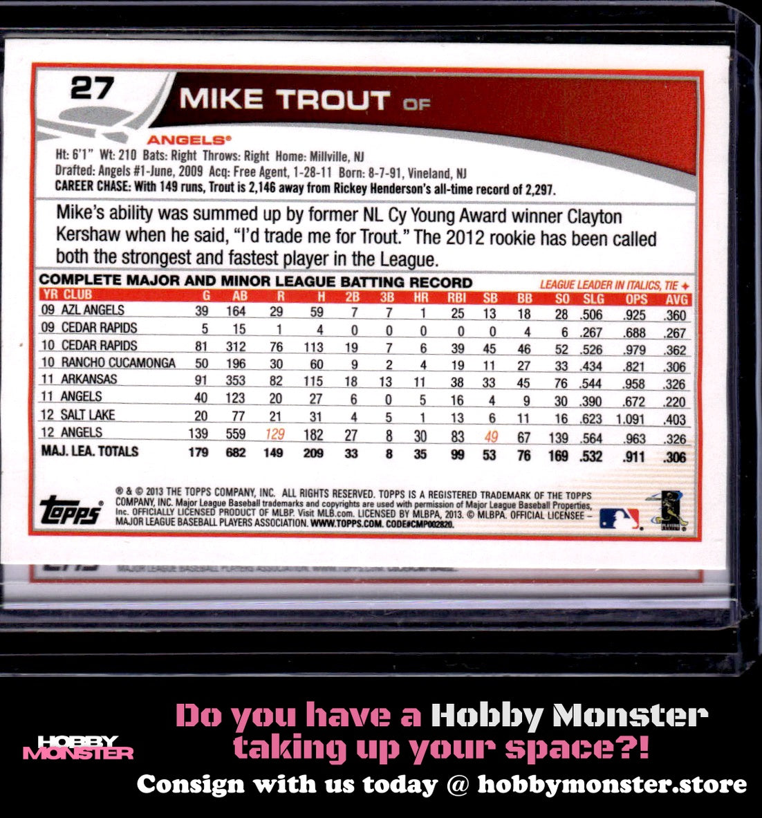 2013 Topps Mike Trout Los Angeles Angels